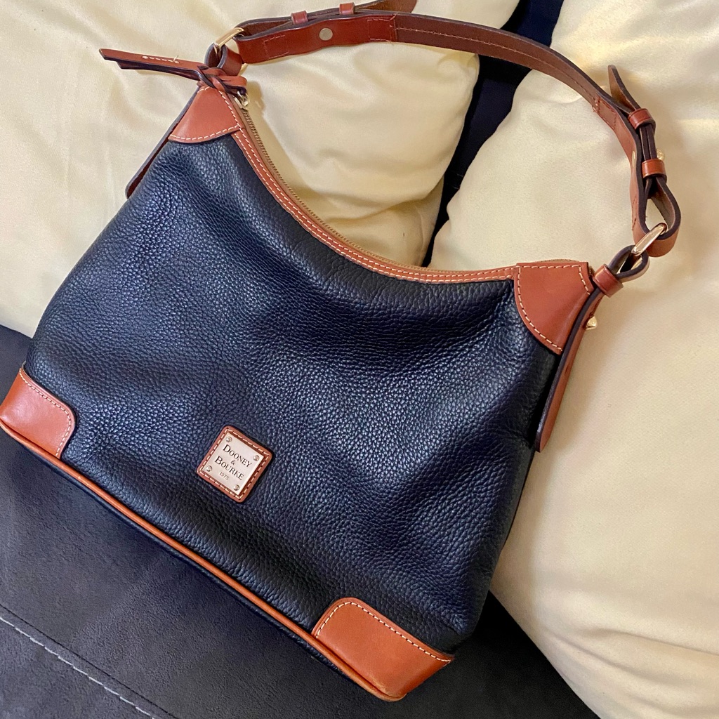 Dooney & Bourke Pebble Grain Large Purse Bag Satchel - Black